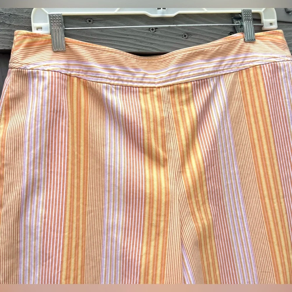 Talbots Relaxed Fit Cropped Pants Summer Vacation Orange Stripes Size 14 - Picture 2 of 8